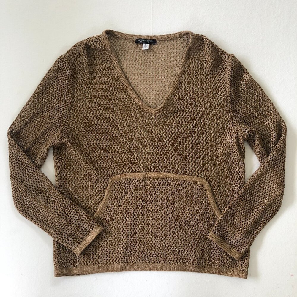 St John Marie Gray Vintage Mesh Metallic Sweater W/Tank Top Medium - Picture 8 of 14